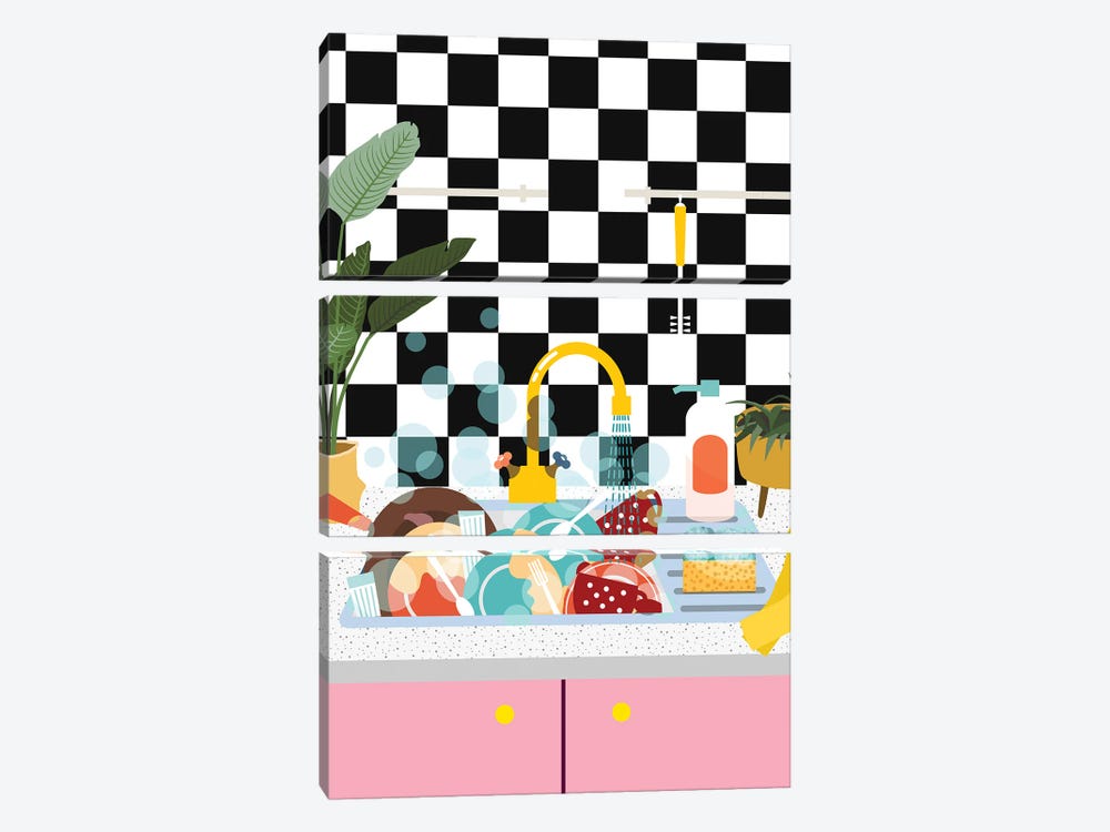Check Board Kitchen by Jania Sharipzhanova 3-piece Canvas Art