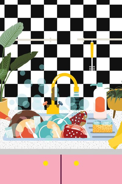 Birds Of Paradise: Check Board Kitchen by Jania Sharipzhanova