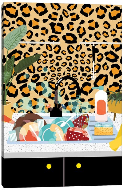 Cheetah Kitchen Canvas Art Print - Animal Patterns
