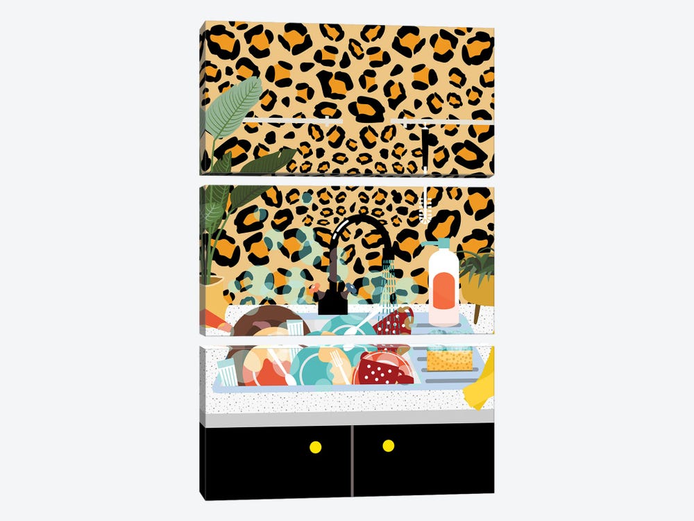 Cheetah Kitchen by Jania Sharipzhanova 3-piece Art Print