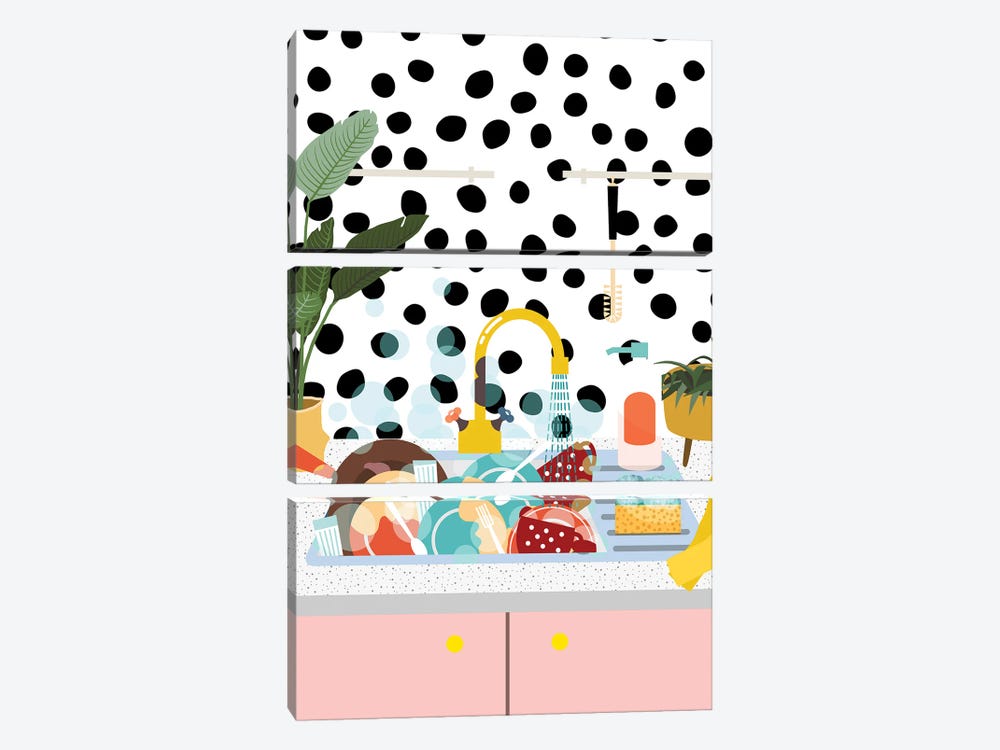 Sink Full Of Dishes by Jania Sharipzhanova 3-piece Art Print