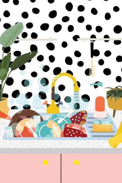 Polka Dot: Sink Full Of Dishes by Jania Sharipzhanova