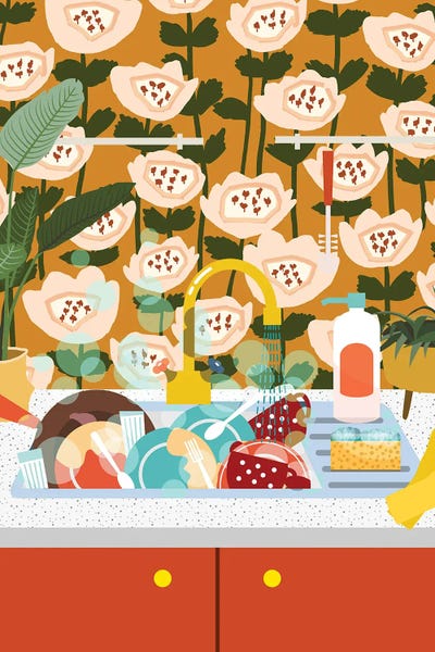 Birds Of Paradise: Mid Century Kitchen Sink by Jania Sharipzhanova