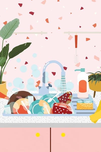 Birds Of Paradise: Pink Terrazzo Kitchen by Jania Sharipzhanova