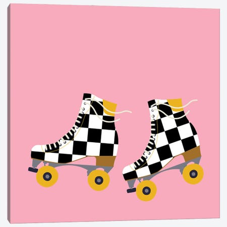 Checkered Roller Skates Canvas Print #SHZ159} by Jania Sharipzhanova Canvas Wall Art