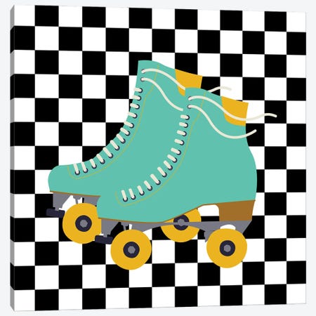 Roller Skates On Checkerboard Pattern Canvas Print #SHZ160} by Jania Sharipzhanova Canvas Print