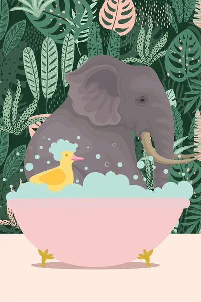 Bathroom Break: Elephant Taking A Bath by Jania Sharipzhanova