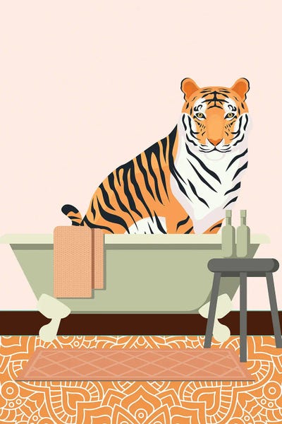 Jania Sharipzhanova: Tiger Taking A Bath by Jania Sharipzhanova