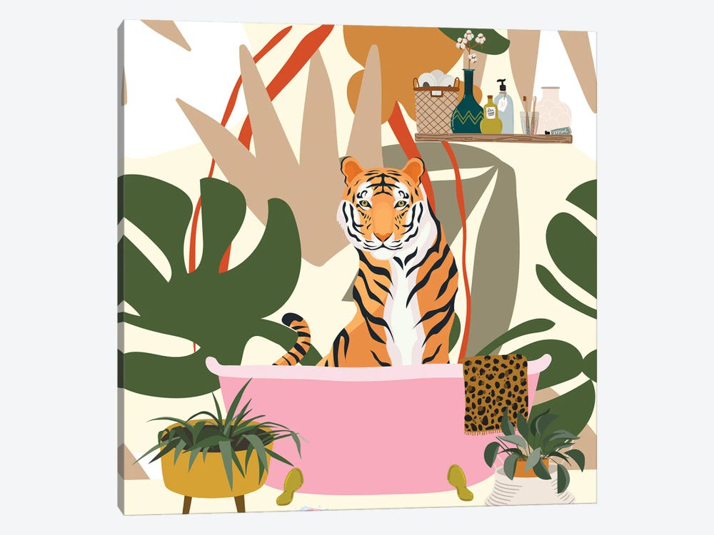 Tiger In Bathtub by Jania Sharipzhanova 1-piece Art Print