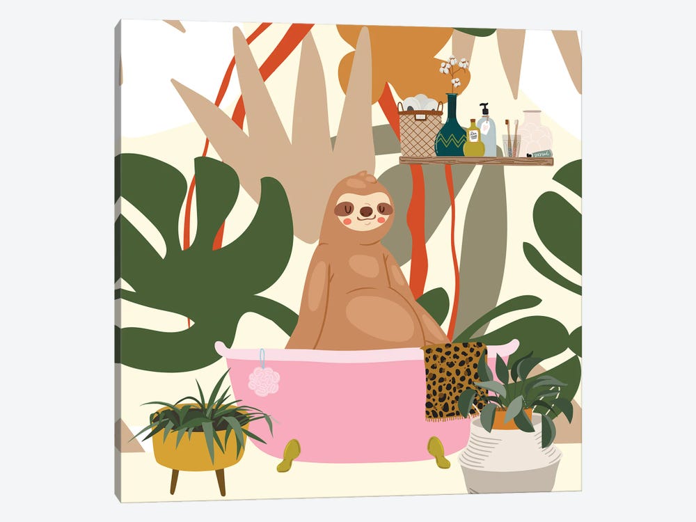 Sloth In Bathtub by Jania Sharipzhanova 1-piece Canvas Print