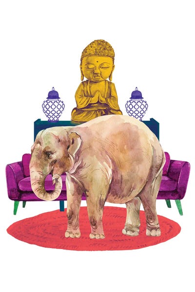 Elephant In The Room by Jania Sharipzhanova metal wall art