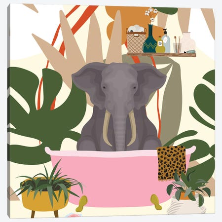 Elephant Boho Bathroom Canvas Print #SHZ190} by Jania Sharipzhanova Canvas Artwork