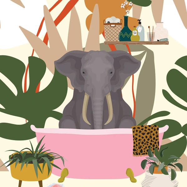 Monsteras: Elephant Boho Bathroom by Jania Sharipzhanova