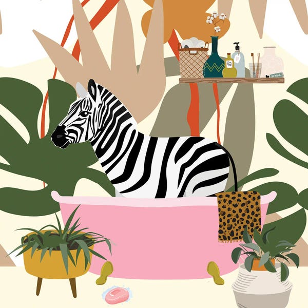 Monsteras: Zebra Taking A Bath by Jania Sharipzhanova