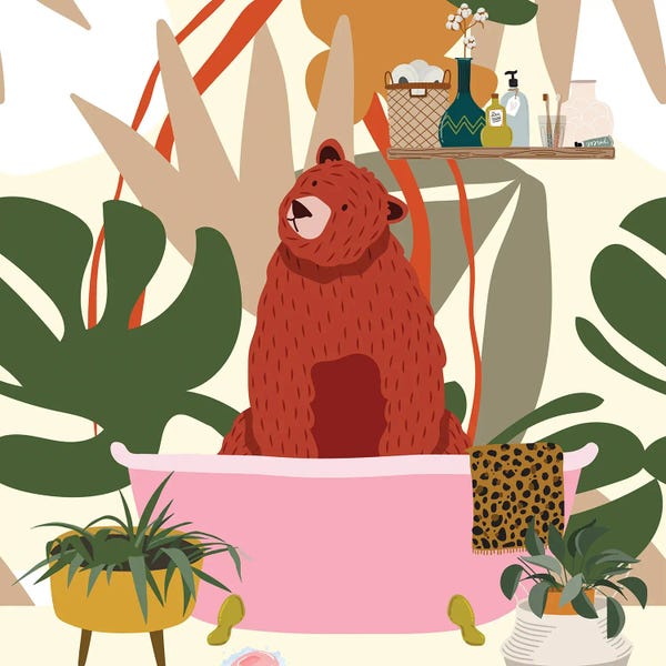 Monsteras: Bear Taking A Bath by Jania Sharipzhanova