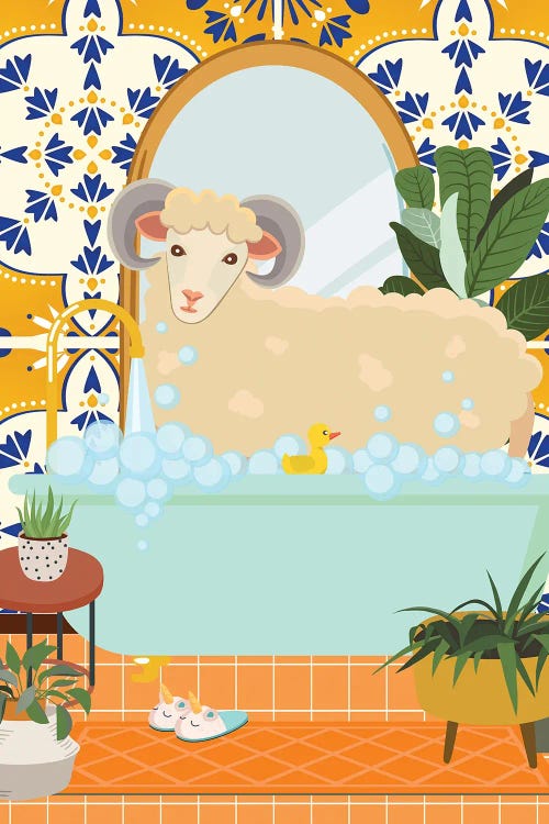 Ram In Boho Bathroom With Moroccan Tile