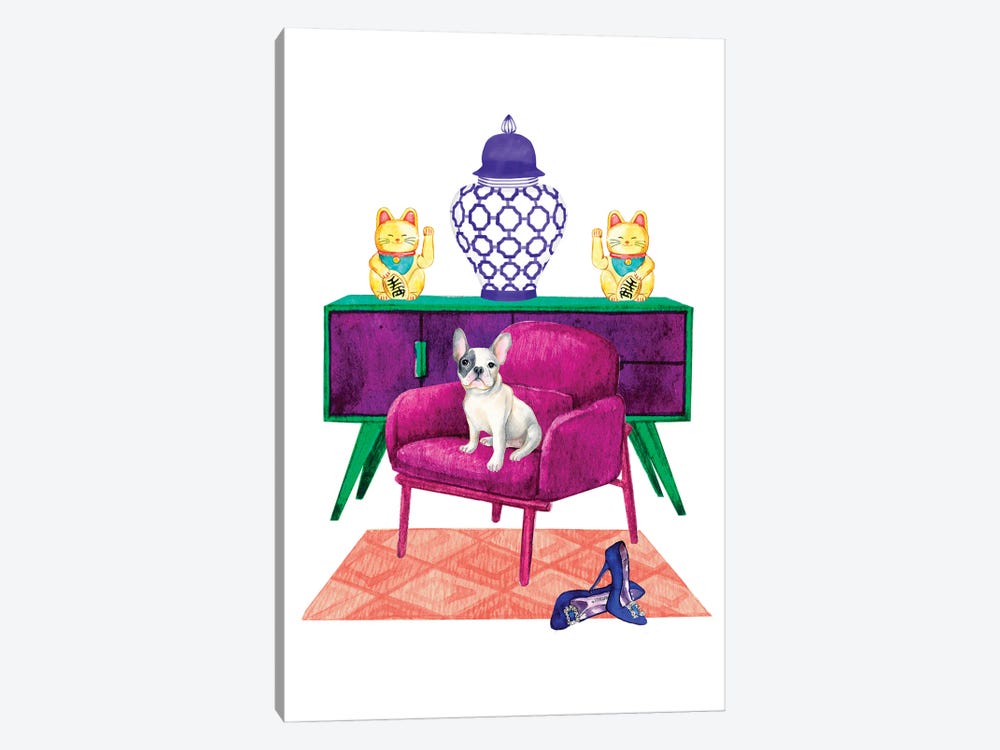 French Bulldog In Living Room by Jania Sharipzhanova 1-piece Canvas Artwork