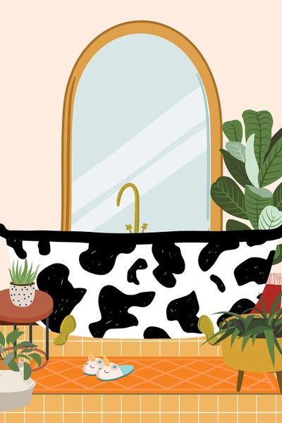 Jania Sharipzhanova: Cow Print Bathtub by Jania Sharipzhanova