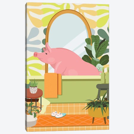 Piggy In Matisse Bathroom Decor Canvas Print #SHZ215} by Jania Sharipzhanova Canvas Artwork