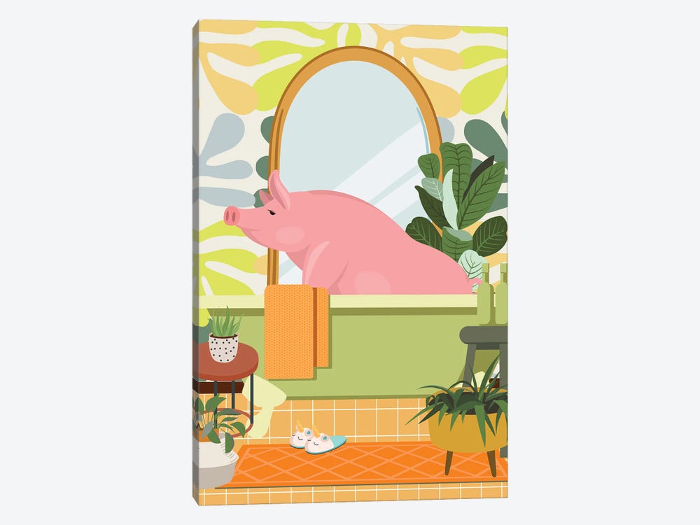 Piggy In Matisse Bathroom Decor by Jania Sharipzhanova 1-piece Art Print