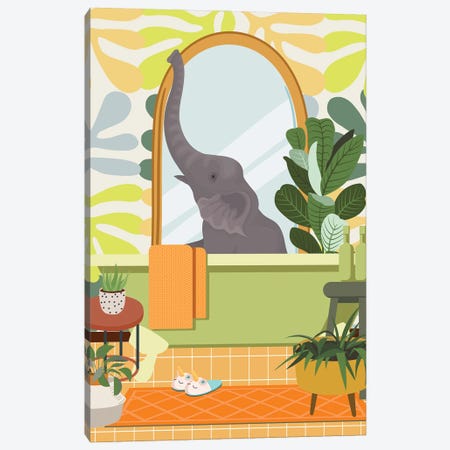 Elephant in Matisse Bathroom Decor Canvas Print #SHZ218} by Jania Sharipzhanova Art Print