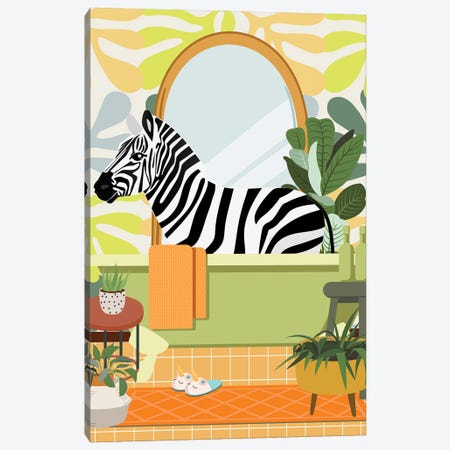Zebra In Matisse Bathroom Decor Canvas Print #SHZ219} by Jania Sharipzhanova Canvas Print