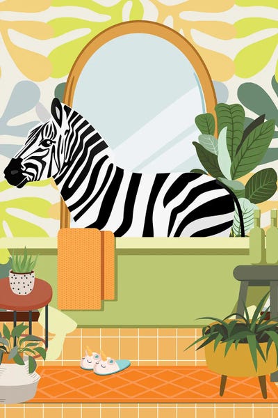Jania Sharipzhanova: Zebra In Matisse Bathroom Decor by Jania Sharipzhanova