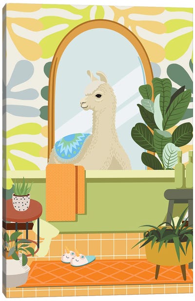 Alpaca In Matisse Bathroom Decor Canvas Art Print - Llama & Alpaca Art