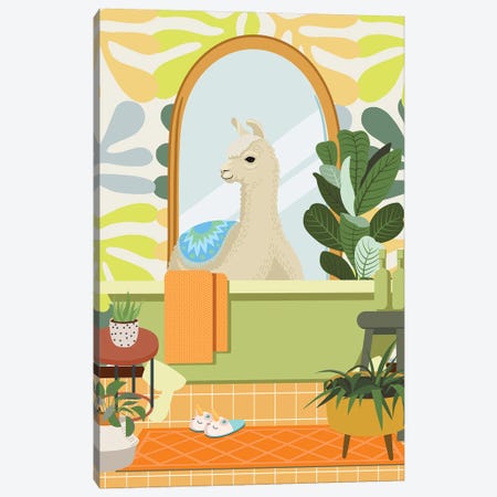 Alpaca In Matisse Bathroom Decor Canvas Print #SHZ220} by Jania Sharipzhanova Canvas Wall Art
