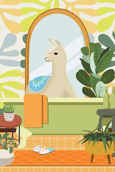 Llamas & Alpacas: Alpaca In Matisse Bathroom Decor by Jania Sharipzhanova
