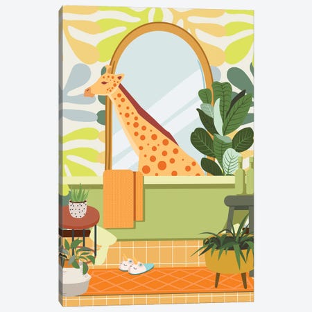 Giraffe In Matisse Bathroom Decor Canvas Print #SHZ222} by Jania Sharipzhanova Canvas Art