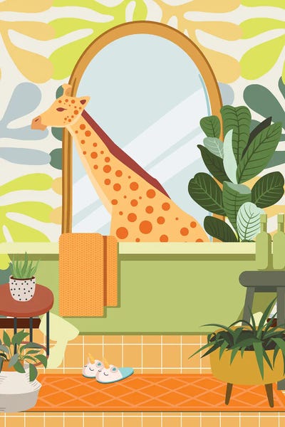 Jania Sharipzhanova: Giraffe In Matisse Bathroom Decor by Jania Sharipzhanova