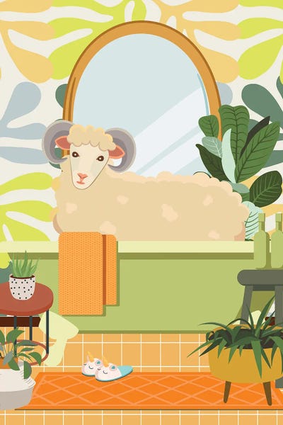 Jania Sharipzhanova: Ram In Matisse Bathroom Decor by Jania Sharipzhanova