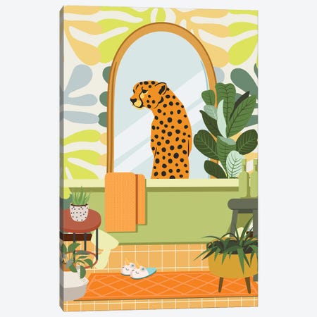 Cheetah In Matisse Bathroom Decor Canvas Print #SHZ224} by Jania Sharipzhanova Art Print