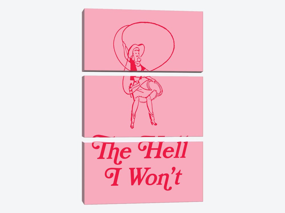The Hell I Won't Cowgirl by Jania Sharipzhanova 3-piece Canvas Print