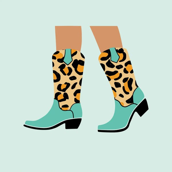 Boots: Cheetah Blue Cowgirl Boots by Jania Sharipzhanova