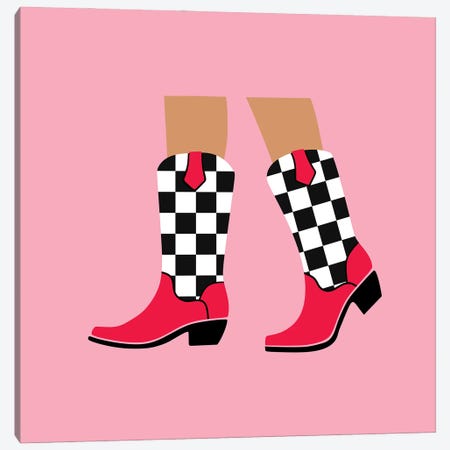 Checkered Cowgirl Boots Canvas Print #SHZ242} by Jania Sharipzhanova Canvas Art