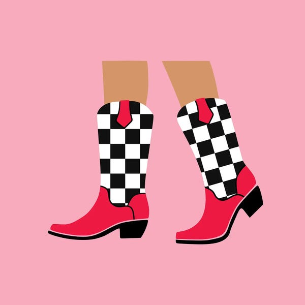 Boots: Checkered Cowgirl Boots by Jania Sharipzhanova