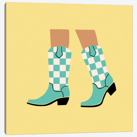 Checkered Cowgirl Boots Canvas Print #SHZ244} by Jania Sharipzhanova Art Print