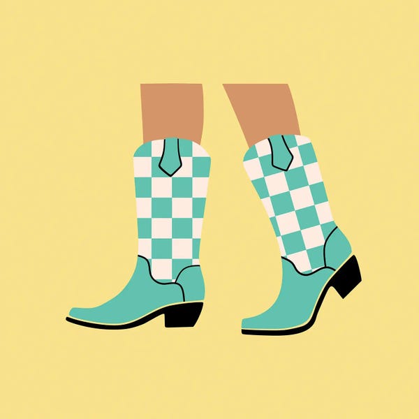 Boots: Checkered Cowgirl Boots by Jania Sharipzhanova
