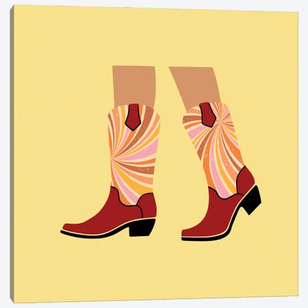 Groovy Cowgirl Boots Canvas Print #SHZ250} by Jania Sharipzhanova Art Print
