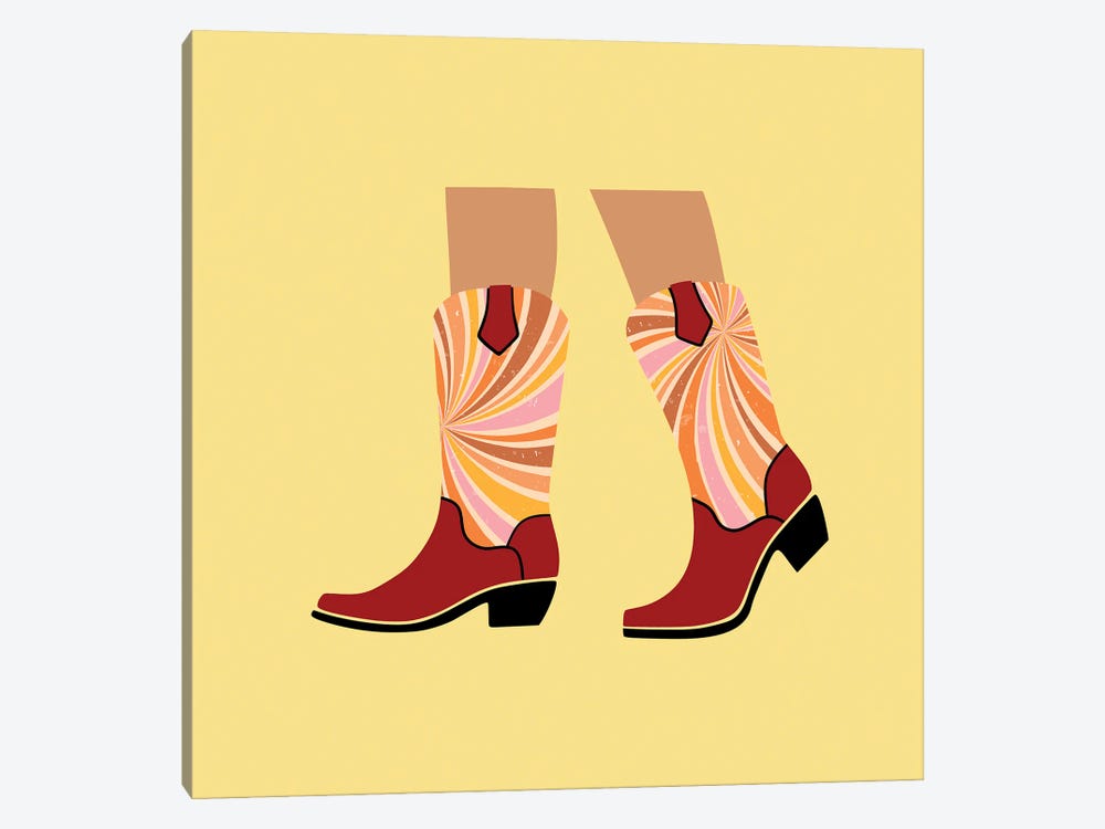 Groovy Cowgirl Boots by Jania Sharipzhanova 1-piece Canvas Wall Art