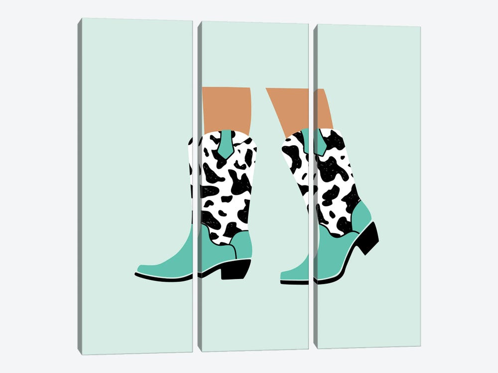 Blue Cowgirl Boots by Jania Sharipzhanova 3-piece Canvas Print