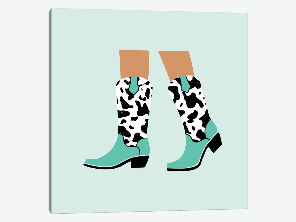 Blue Cowgirl Boots by Jania Sharipzhanova 1-piece Art Print