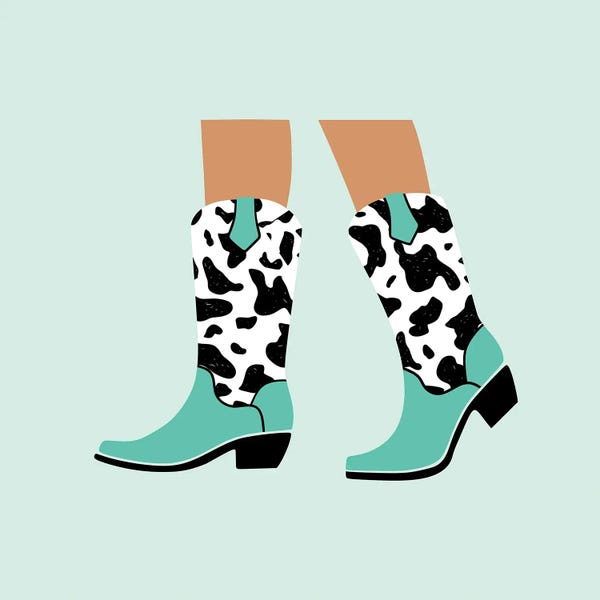 Boots: Blue Cowgirl Boots by Jania Sharipzhanova