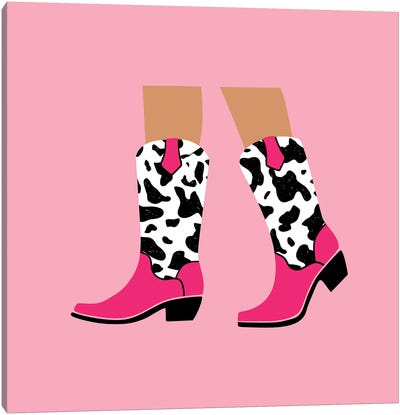 Pink Cowgirl Boots Canvas Art Print - Boots