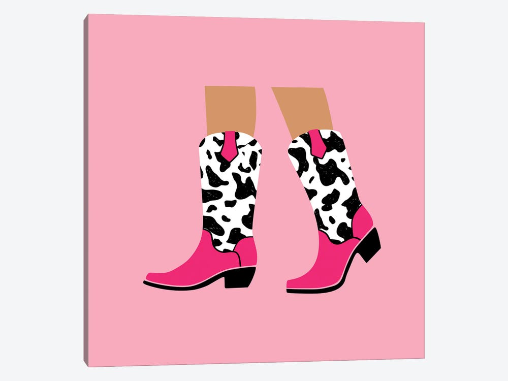 Pink Cowgirl Boots by Jania Sharipzhanova 1-piece Canvas Wall Art