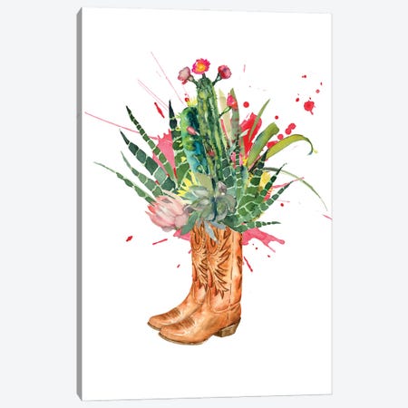 Western Cacti Boots Canvas Print #SHZ25} by Jania Sharipzhanova Art Print