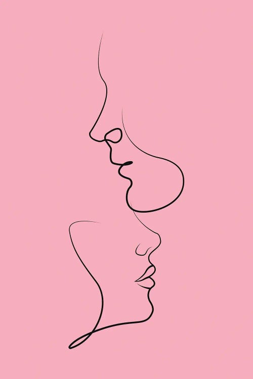 Couple Line Art Pink