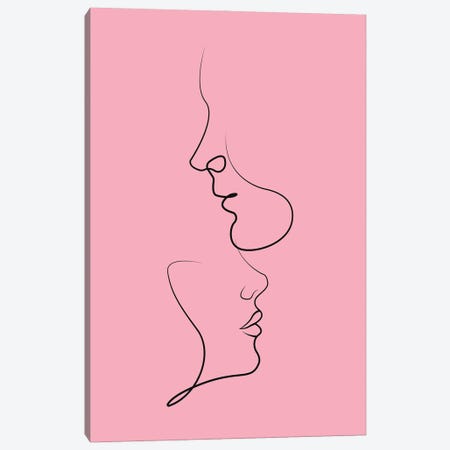 Couple Line Art Pink Canvas Print #SHZ260} by Jania Sharipzhanova Canvas Art